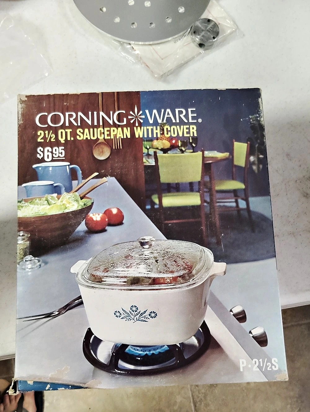 CorningWare 2½ Qt. Saucepan with Cover, White & Blue